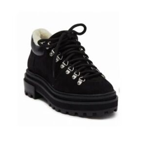 Schutz Lucille Ankle Boots Black Lace-Up Platform Boots Shoes